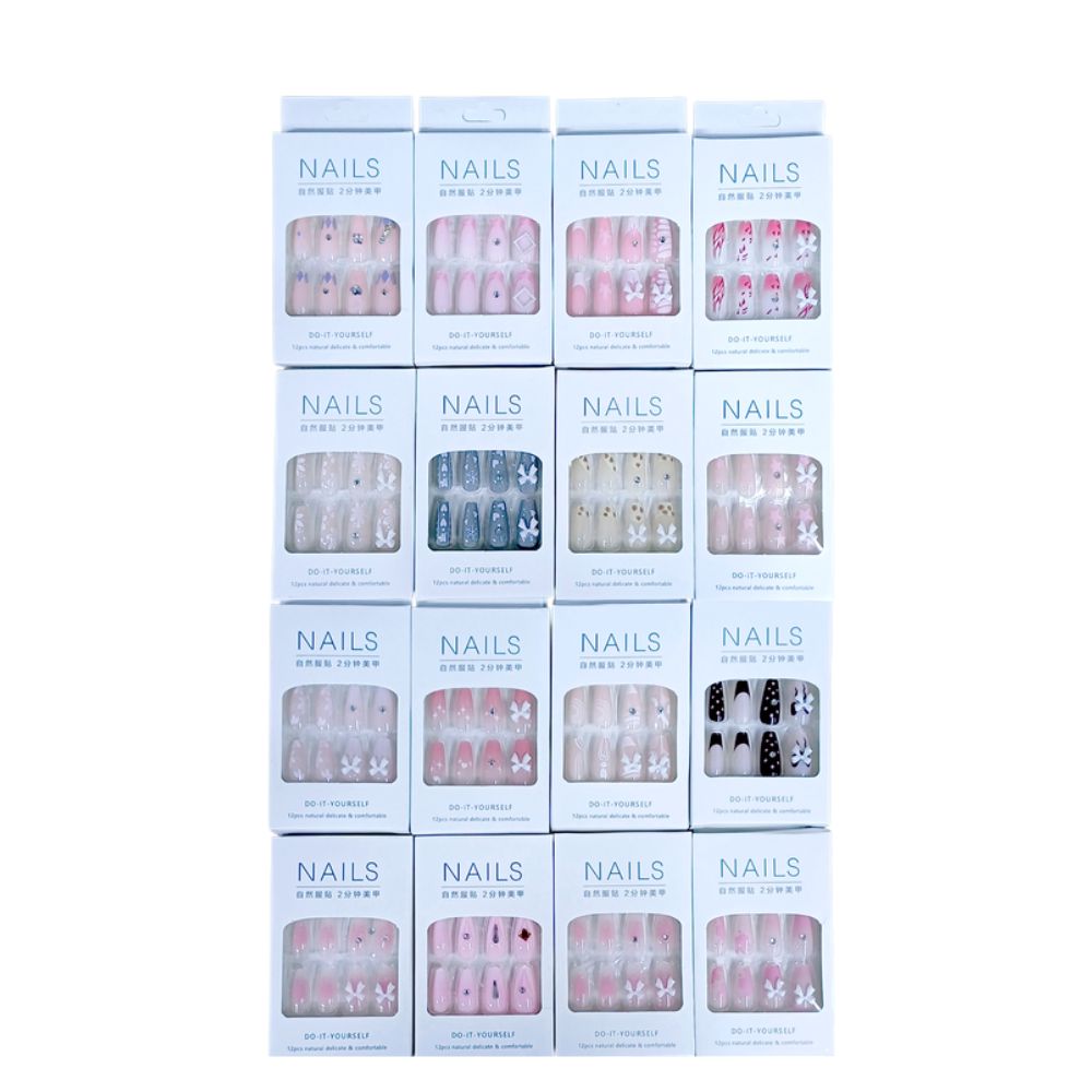 UÑAS POSTIZAS CON DISEÑO 12PCS