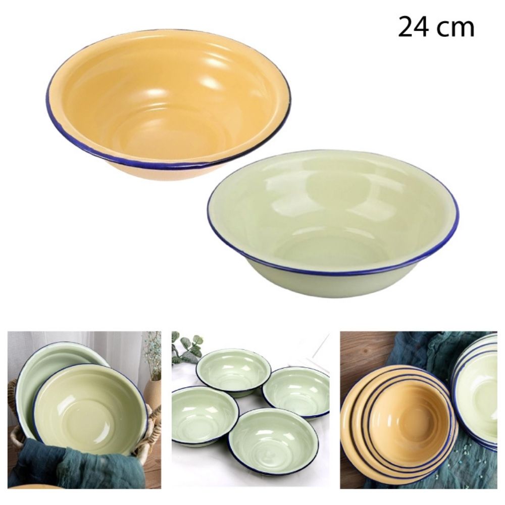 PLATO HONDO DE ACERO ESMALTADO VINTAGE - 24CM