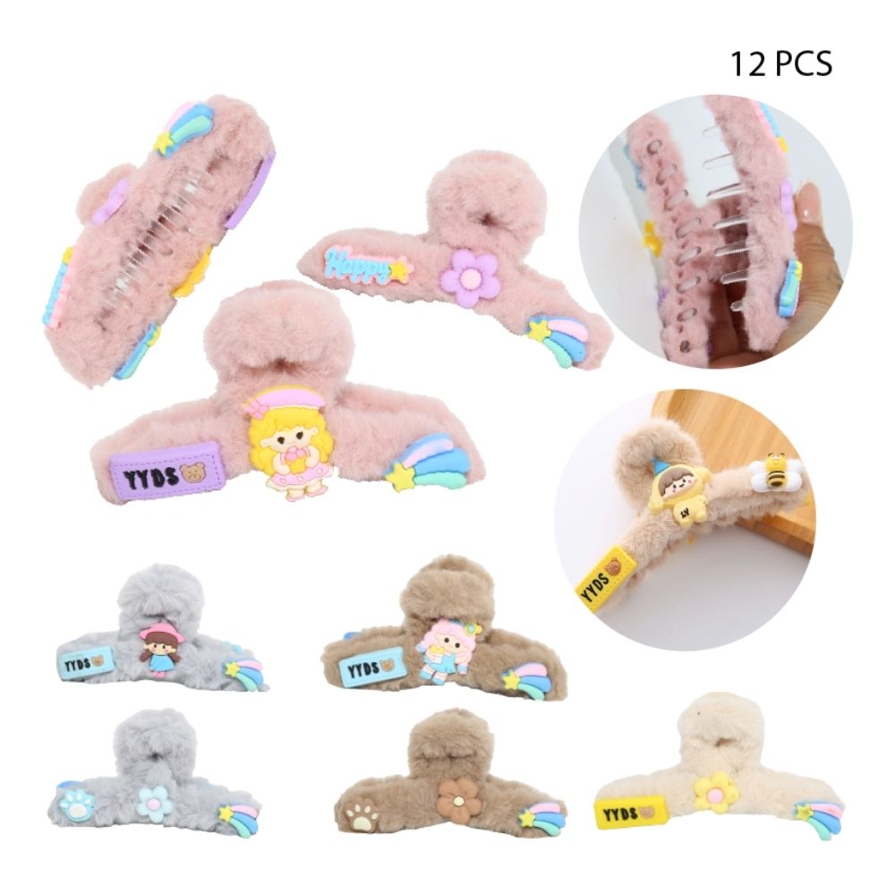 GANCHOS PARA CABELLO TEXTURA FELPA 12PCS