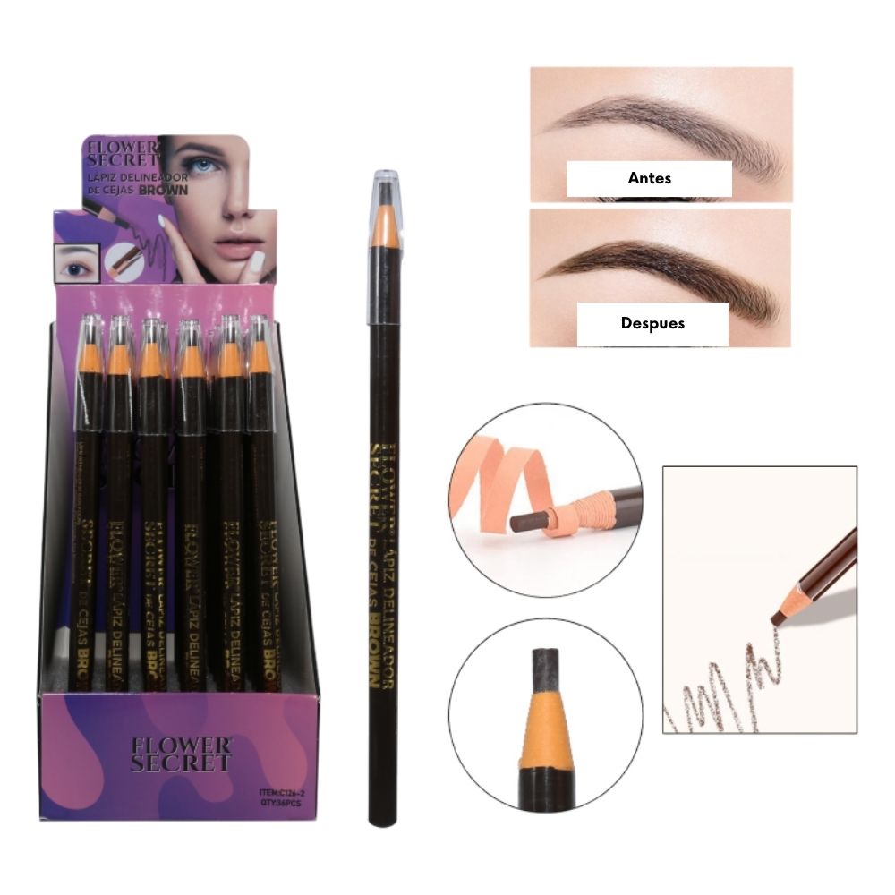 LÁPIZ DELINEADOR PARA CEJAS MARRÓN 36PCS