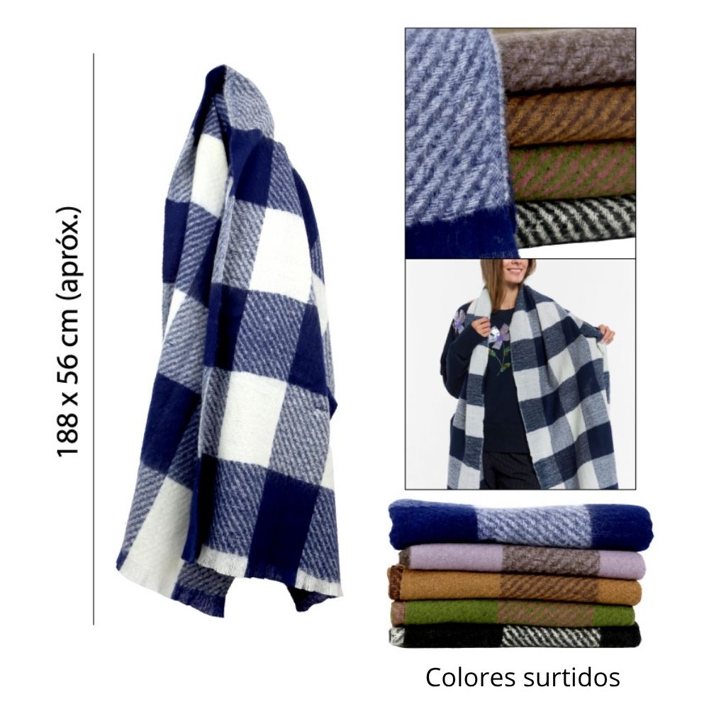 BUFANDA  DISEÑO A CUADROS 188X56CM