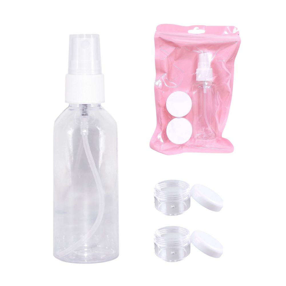 BOTELLA DE PLÁSTICO MAS FRASCO CON TAPA SET DE 3PCS
