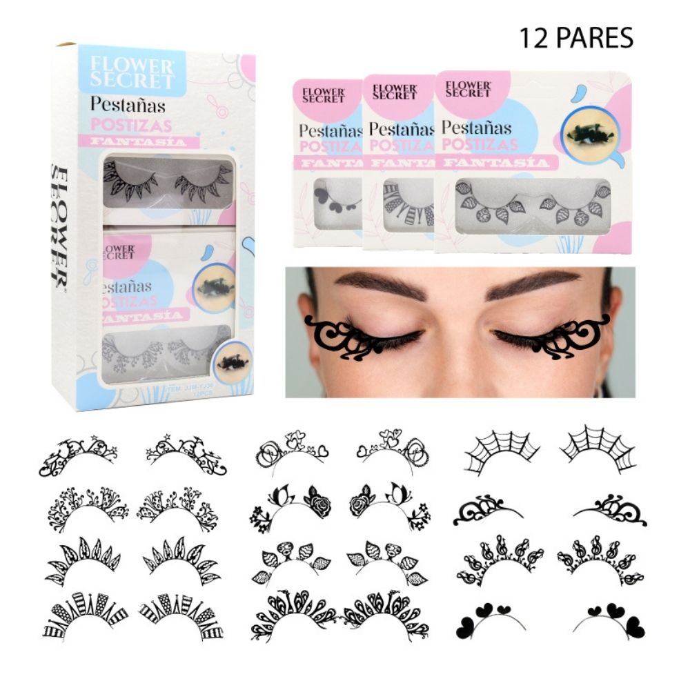 PESTAÑAS POSTIZAS "FANTASÍA" SET DE 12PCS