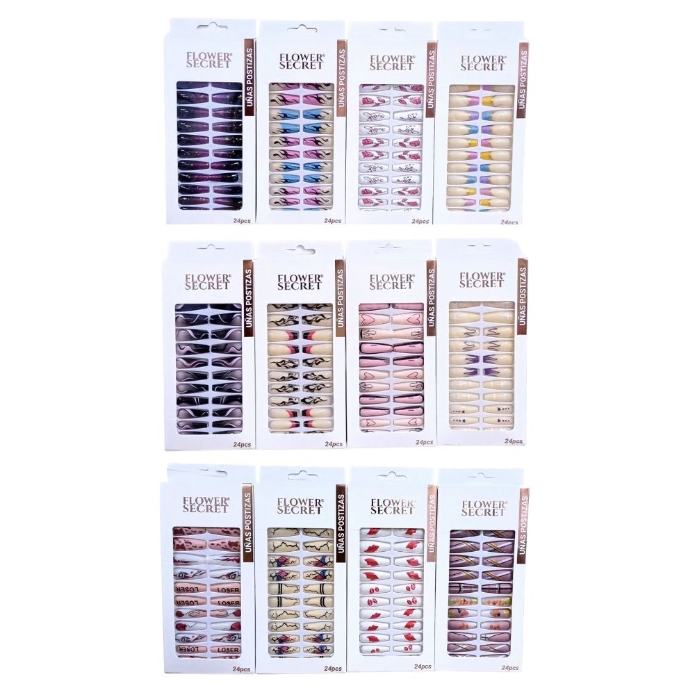 UÑAS POSTIZAS DISEÑO SURTIDOS 24PCS