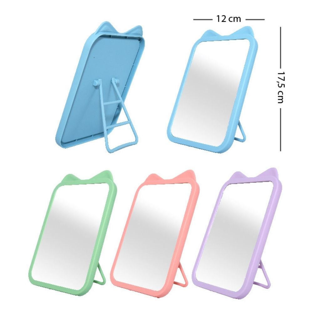 ESPEJO DE SOBREMESA CON OREJAS DE GATO 17.5X12CM