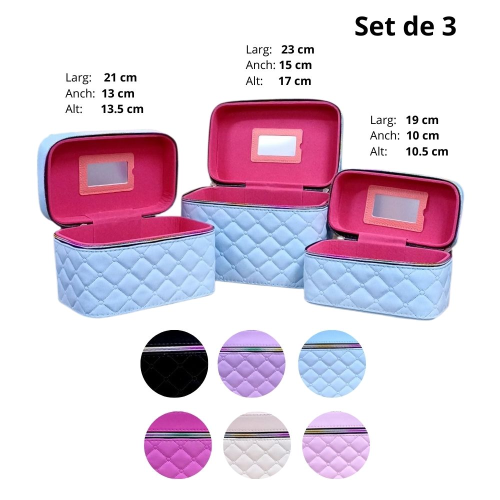 COSMETIQUERO COLORES SURTIDOS SET DE 3PCS