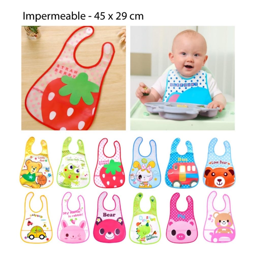 BABERO IMPERMEABLE DISEÑOS ENTRETENIDOS 45X29CM