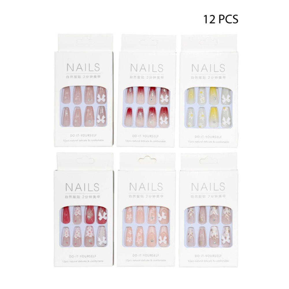 UÑAS POSTIZAS CON DISEÑO 12PCS