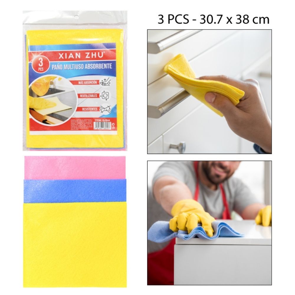 PAÑOS MULTIUSO ABSORBENTES set de 3pcs - 40x38cm