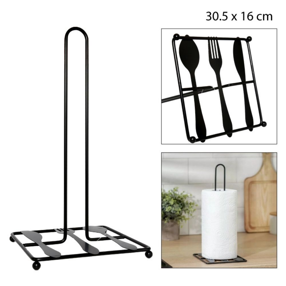 SOPORTE PARA PAPEL DE COCINA DISEÑO UTENSILIOS 30.5X16CM
