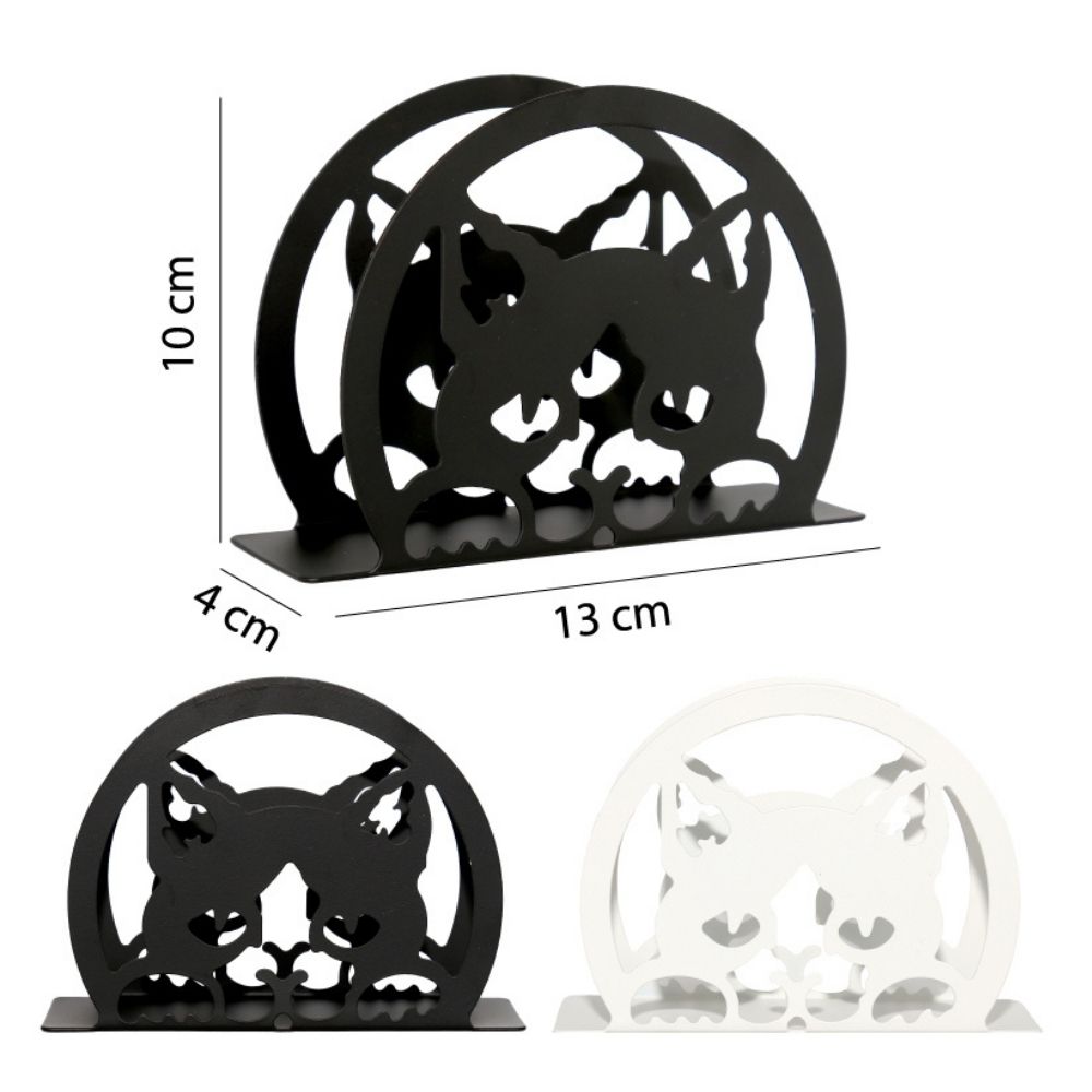 PORTA SERVILLETAS METÁLICO DISEÑO DE GATO 10X13X4CM