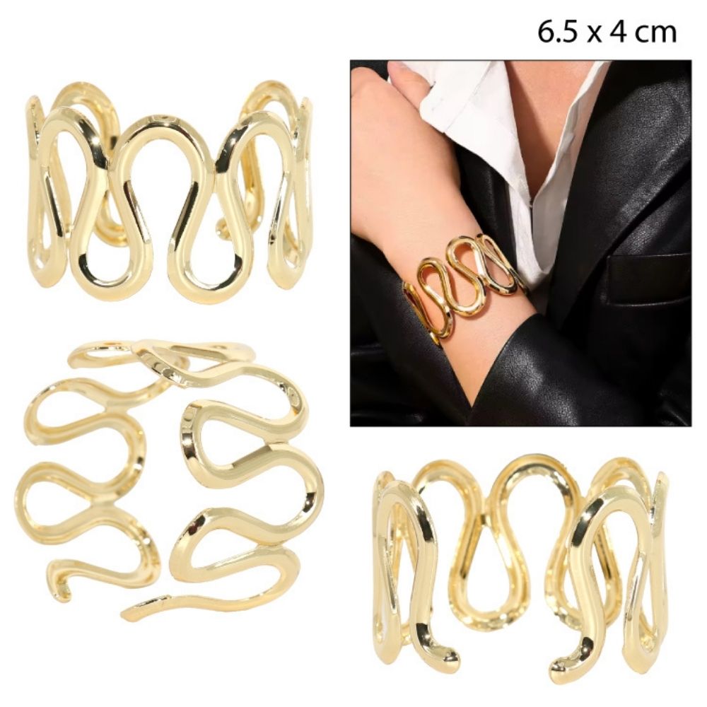 BRAZALETE ABIERTO METÁLICO SERPENTEADO 6.5X4CM