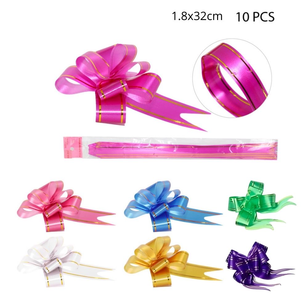 CINTAS PARA REGALO CON BORDE DORADO Set de 10pcs - 1.8x32cm