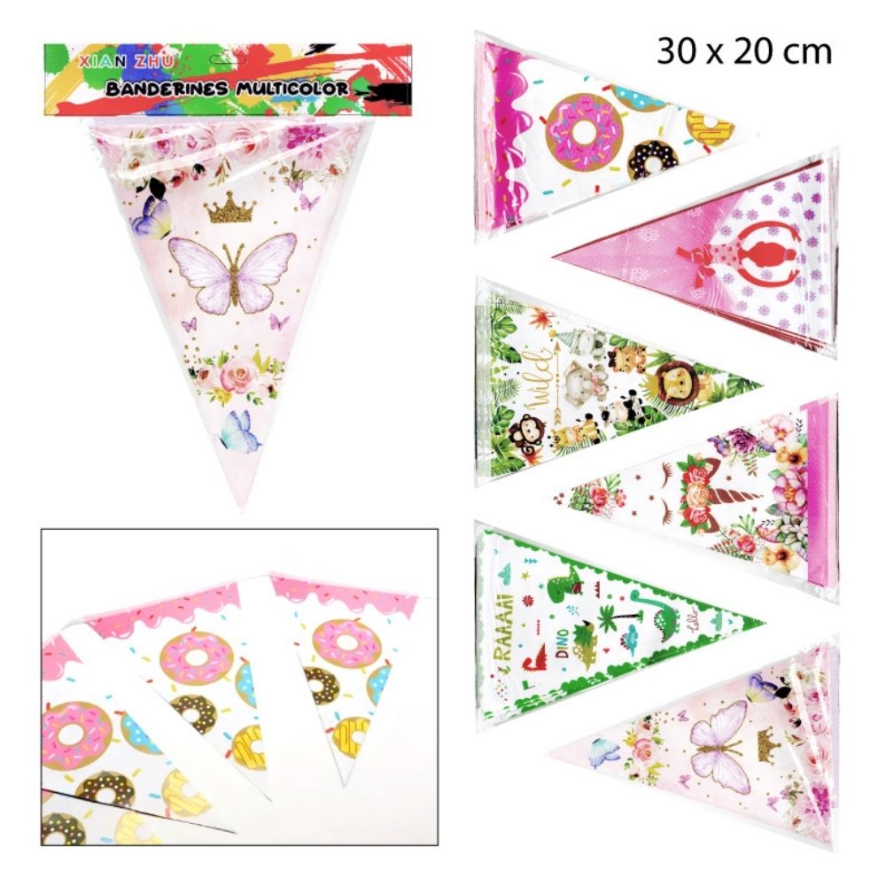 BANDERINES TRIANGULARES PARA FIESTAS 30X20CM