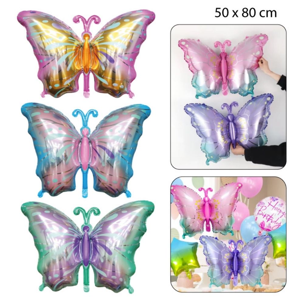 GLOBO FESTIVO DISEÑO MARIPOSA MÁGICA 54X80.5CM