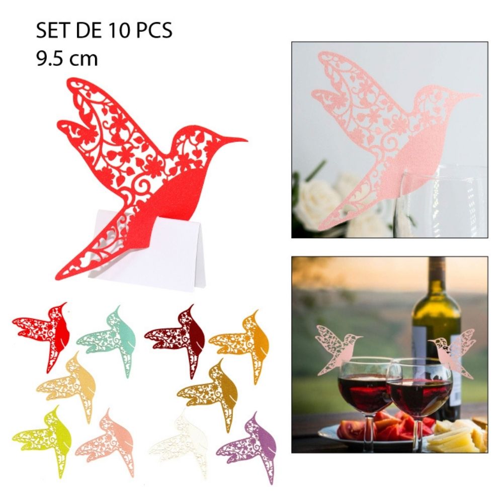 TARJETAS DECORATIVAS PARA MESA - DISEÑO COLIBRÍ 12X9CM