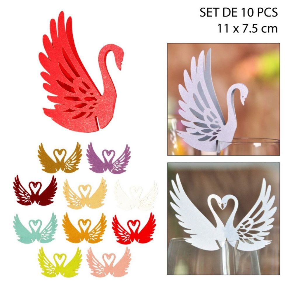 TARJETAS DECORATIVAS PARA COPA - DISEÑO CISNE 12X9CM