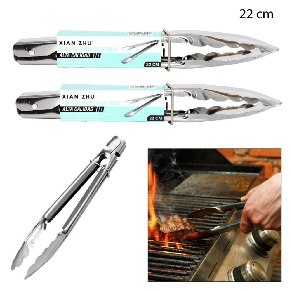 PINZA PARA ALIMENTOS DE ACERO INOXIDABLE 22cm