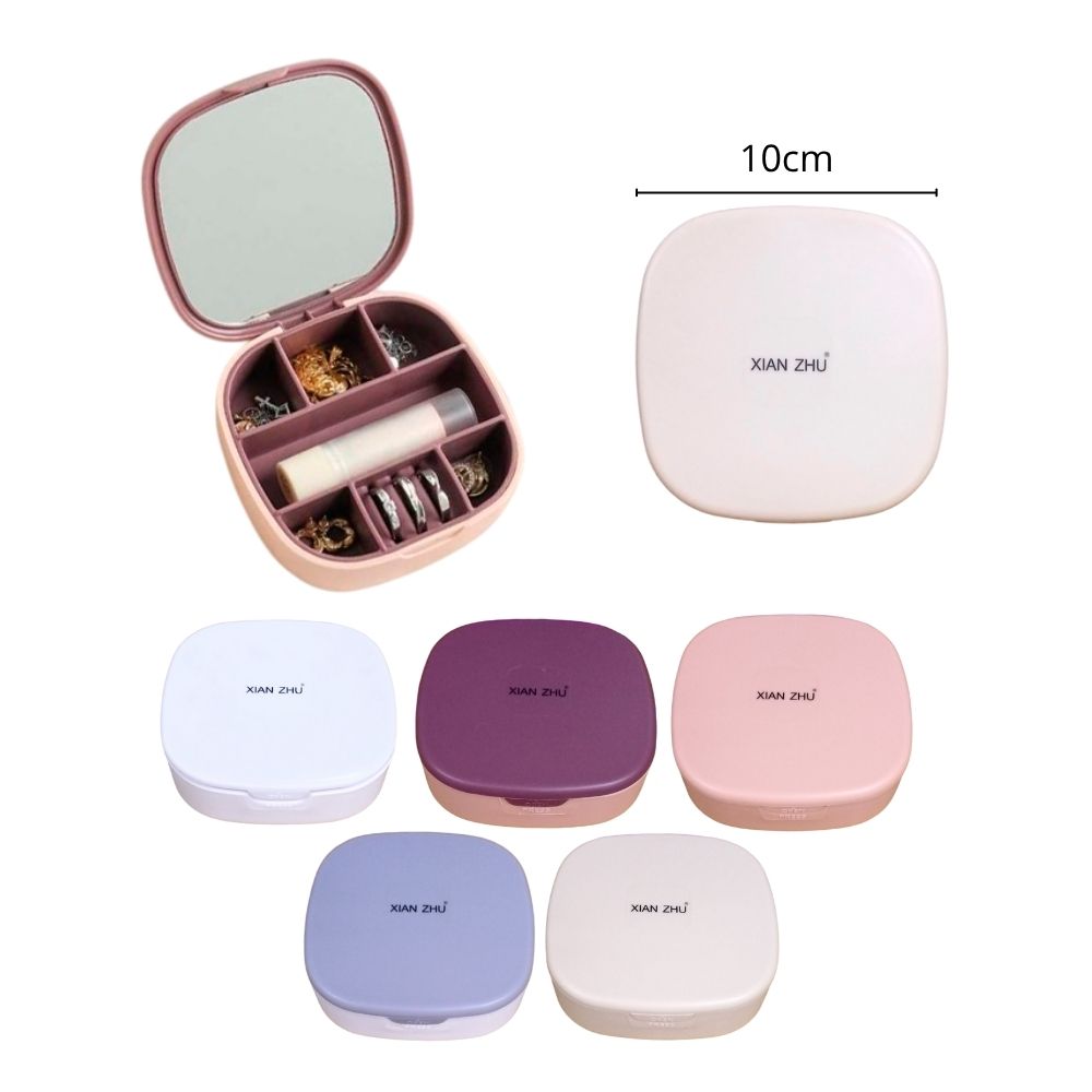 JOYERO DE PLÁSTICO CON ESPEJO 10x3cm