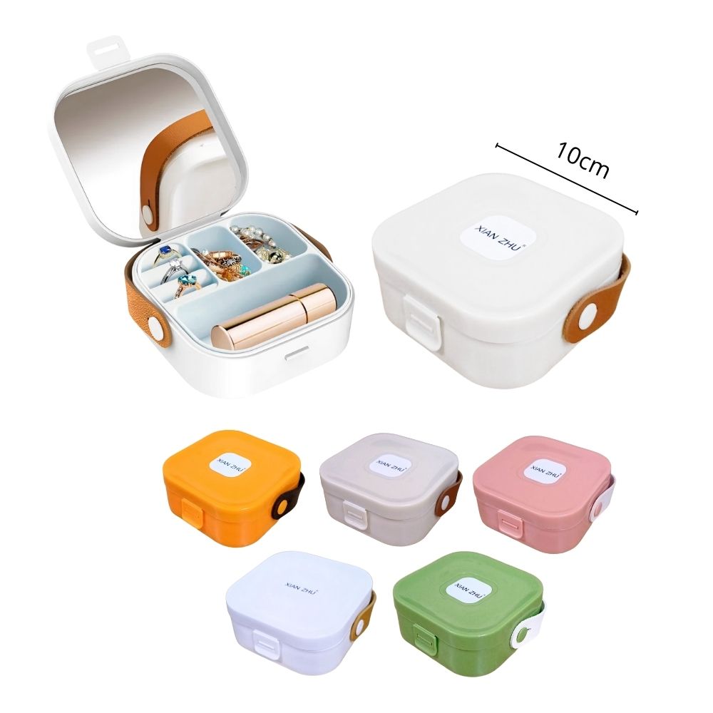 JOYERO DE PLÁSTICO CON ESPEJO 10x3cm