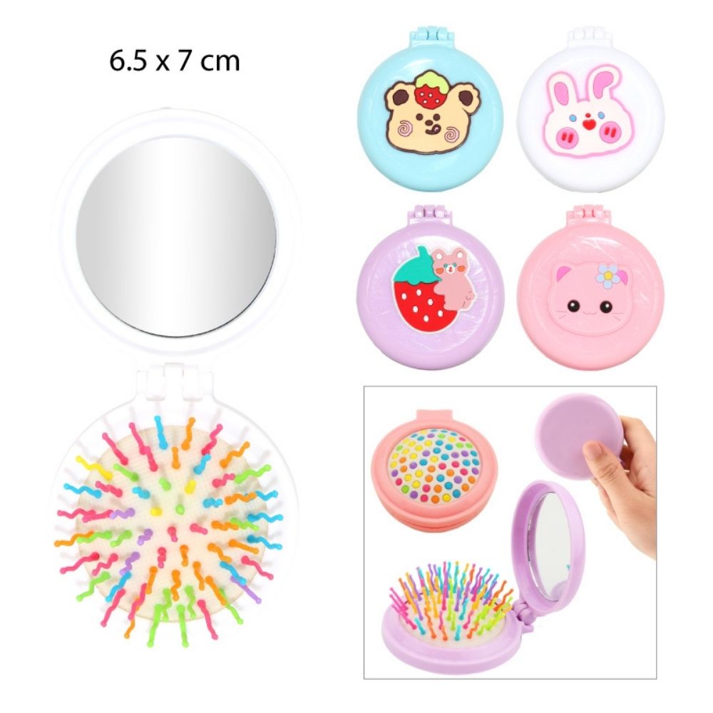 CEPILLO INFANTIL PLEGABLE CON ESPEJO CON DISEÑO 6x7cm