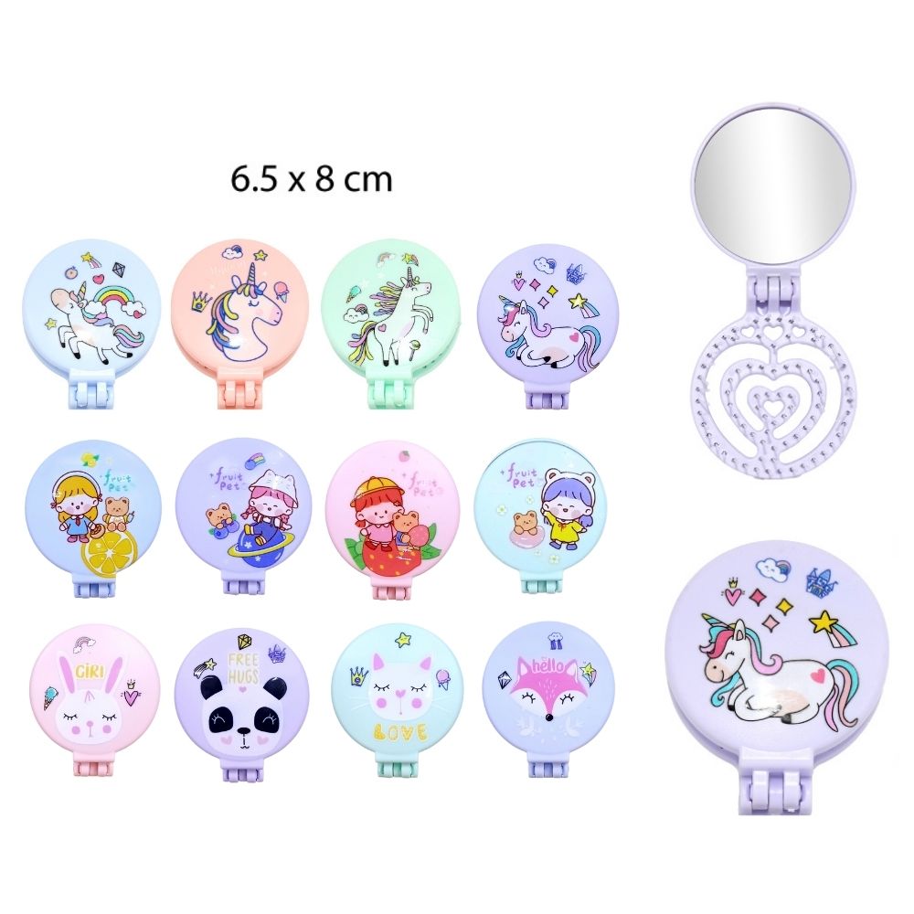 CEPILLO INFANTIL PLEGABLE CON ESPEJO DISEÑO UNCORNIO 6x7cm