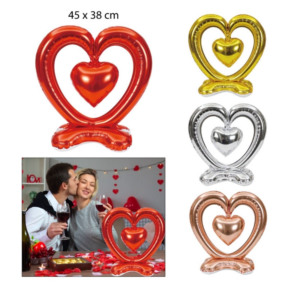 GLOBOS FESTIVOS con forma de CORAZÓN 45x38cm