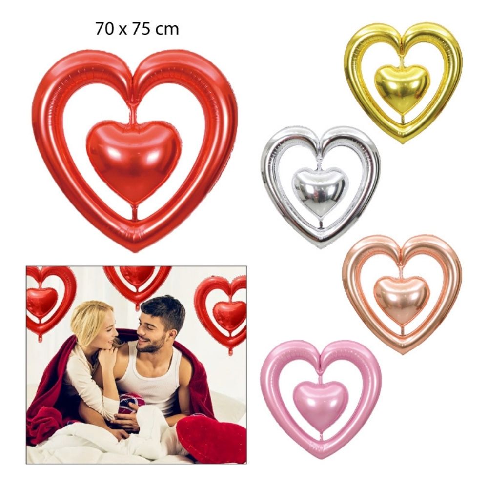 GLOBOS FESTIVOS con forma de CORAZÓN 70x75cm