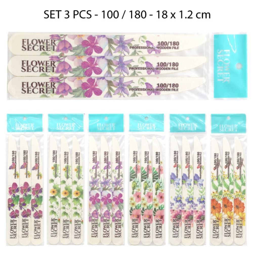 LIMA DE UÑAS con diseño  Set de 3pcs - 100/180