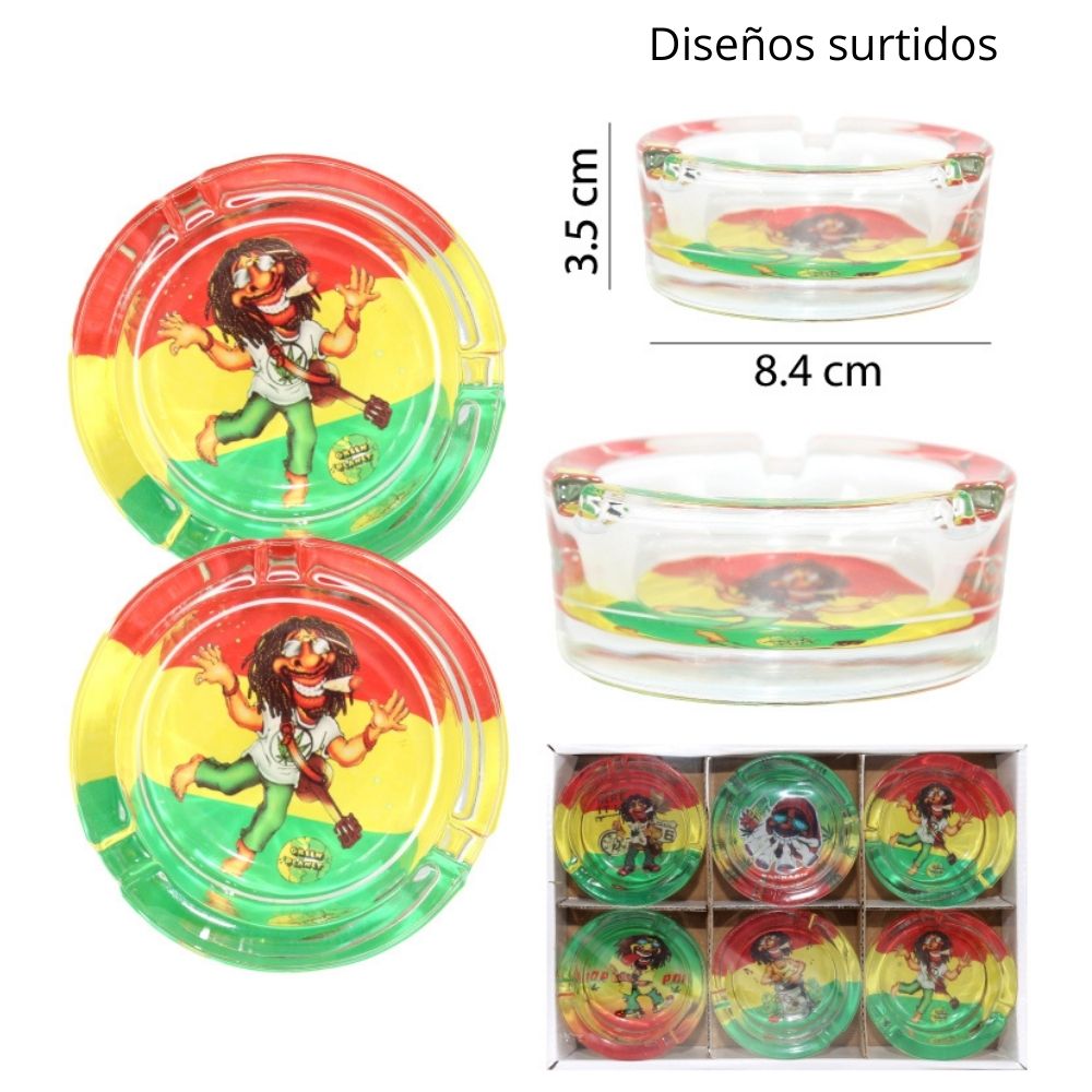 CENICEROS DE CRISTAL DISEÑO VARIADOS SET DE 6 - 3.5X8.4CM