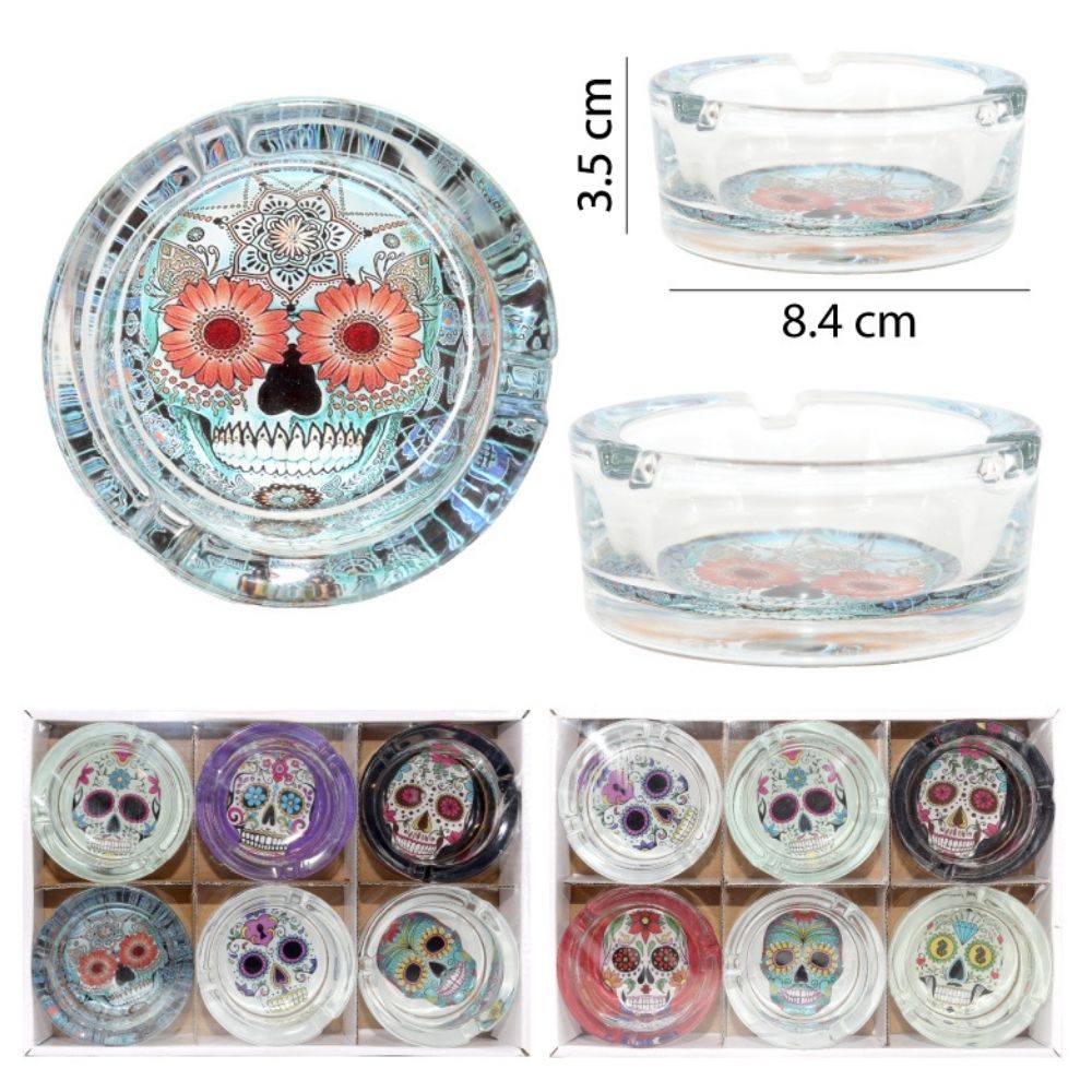 CENICEROS DE CRISTAL DISEÑO VARIADOS SET DE 6 - 3.5X8.4CM