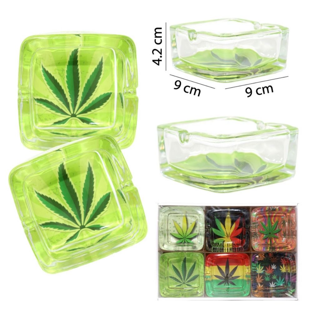 CENICEROS DE CRISTAL DISEÑO VARIADOS SET DE 6 - 3.5X8.4CM