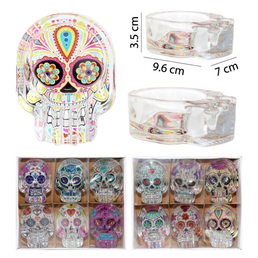 CENICEROS DE CRISTAL DISEÑO VARIADOS SET DE 6 - 3.5X9.6X7CM