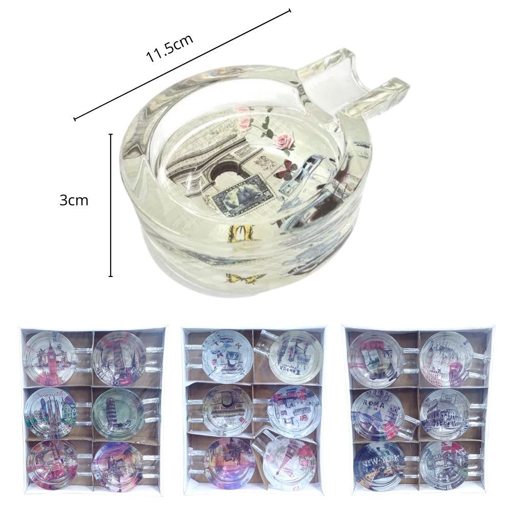 CENICEROS DE CRISTAL DISEÑO VARIODOS SET DE 6 11.5x3cm