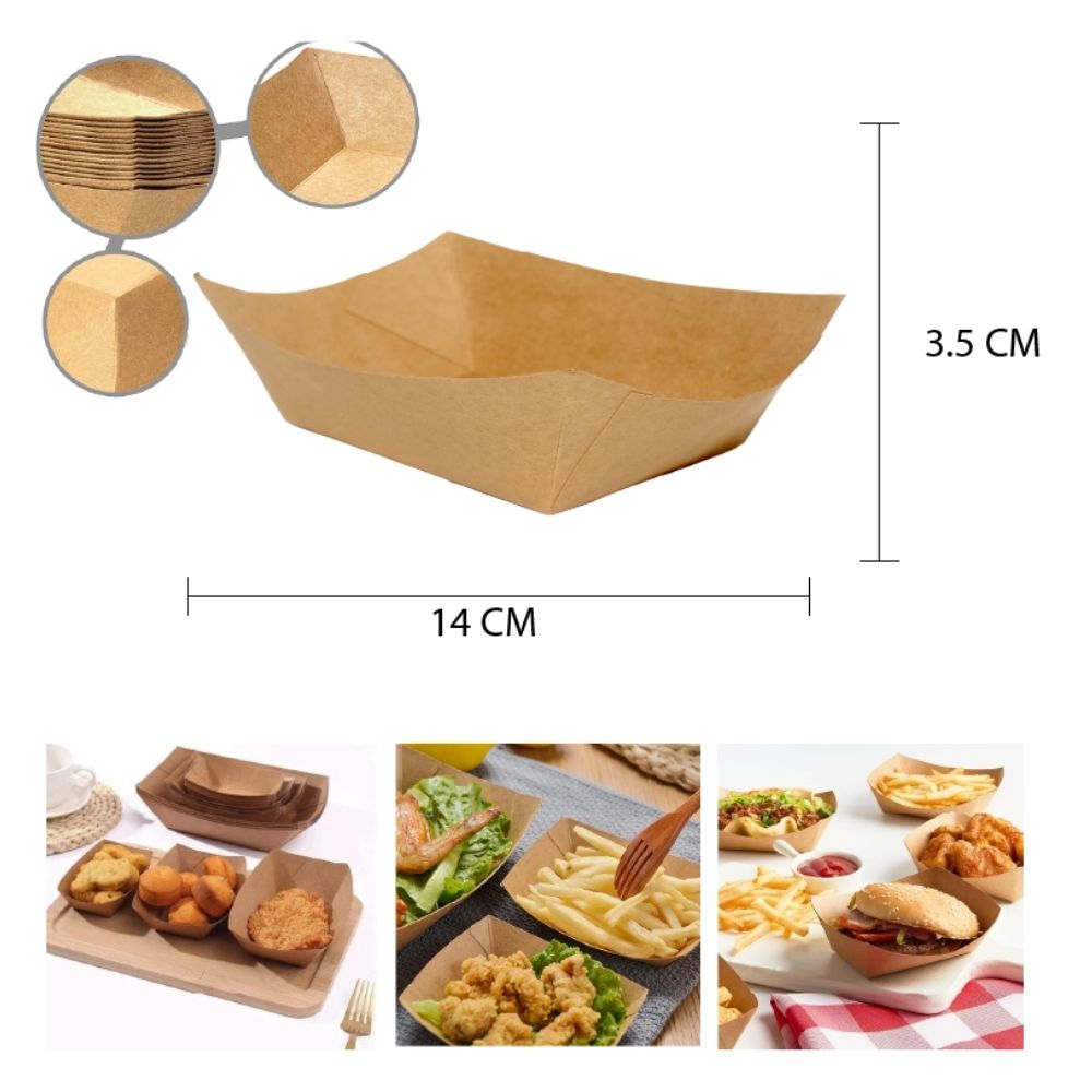 PLATO DE PAPEL KRAFT PARA SNACKS 20PCS - 14X3.5CM