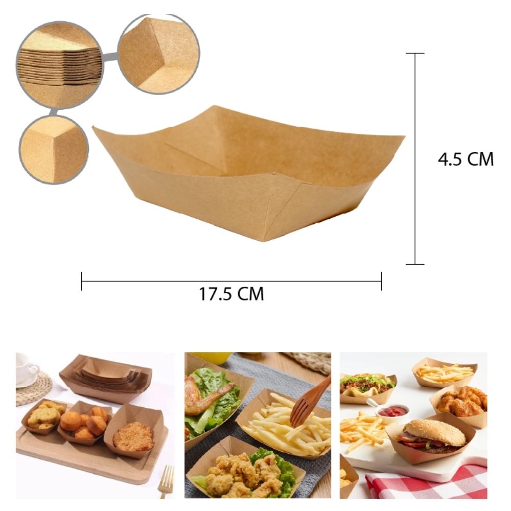 PLATO DE PAPEL KRAFT PARA SNACKS 20PCS - 17.5X4.5CM