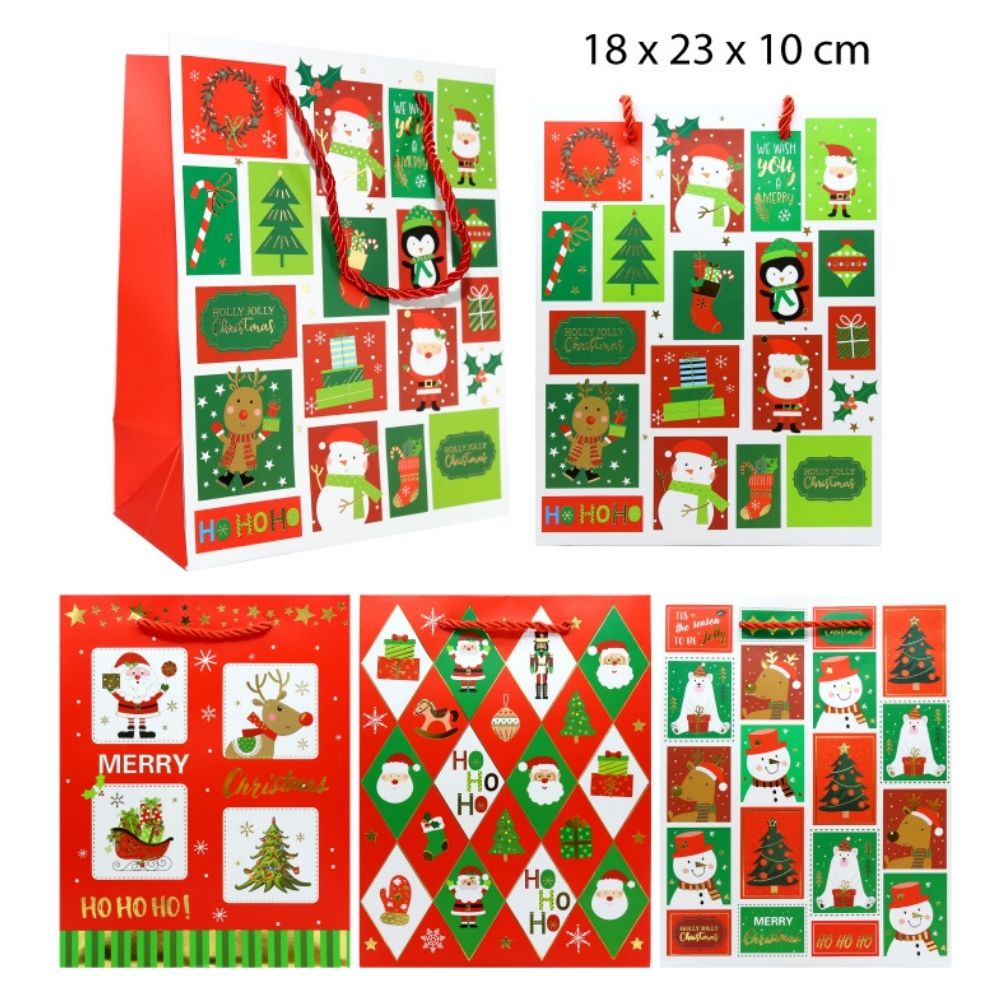 BOLSA DE REGALO DISEÑO NAVIDEÑO 18X23X10CM