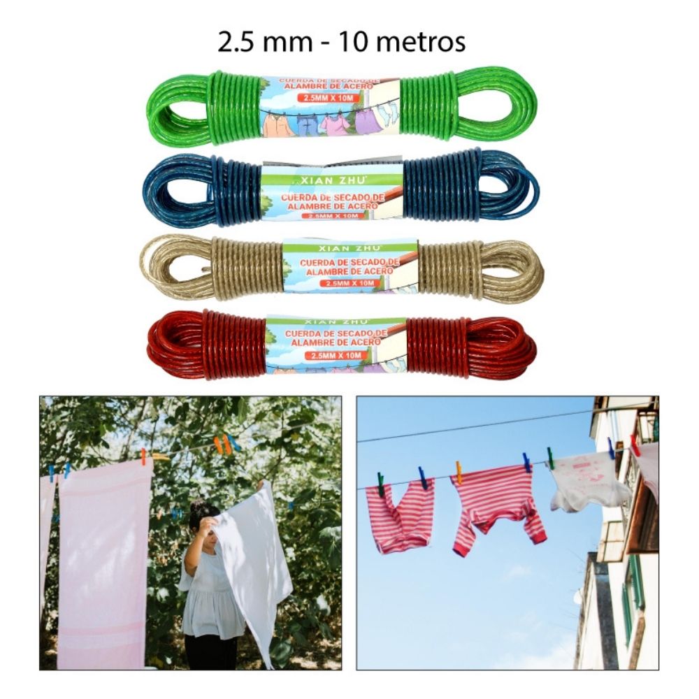 CUERDA DE ACERO PARA TENDEDERO 2.5 MM X 10 MTS