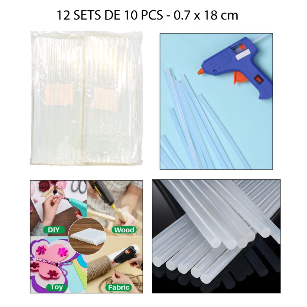 BARRAS DE SILICONA 0.7X18CM -10PCS