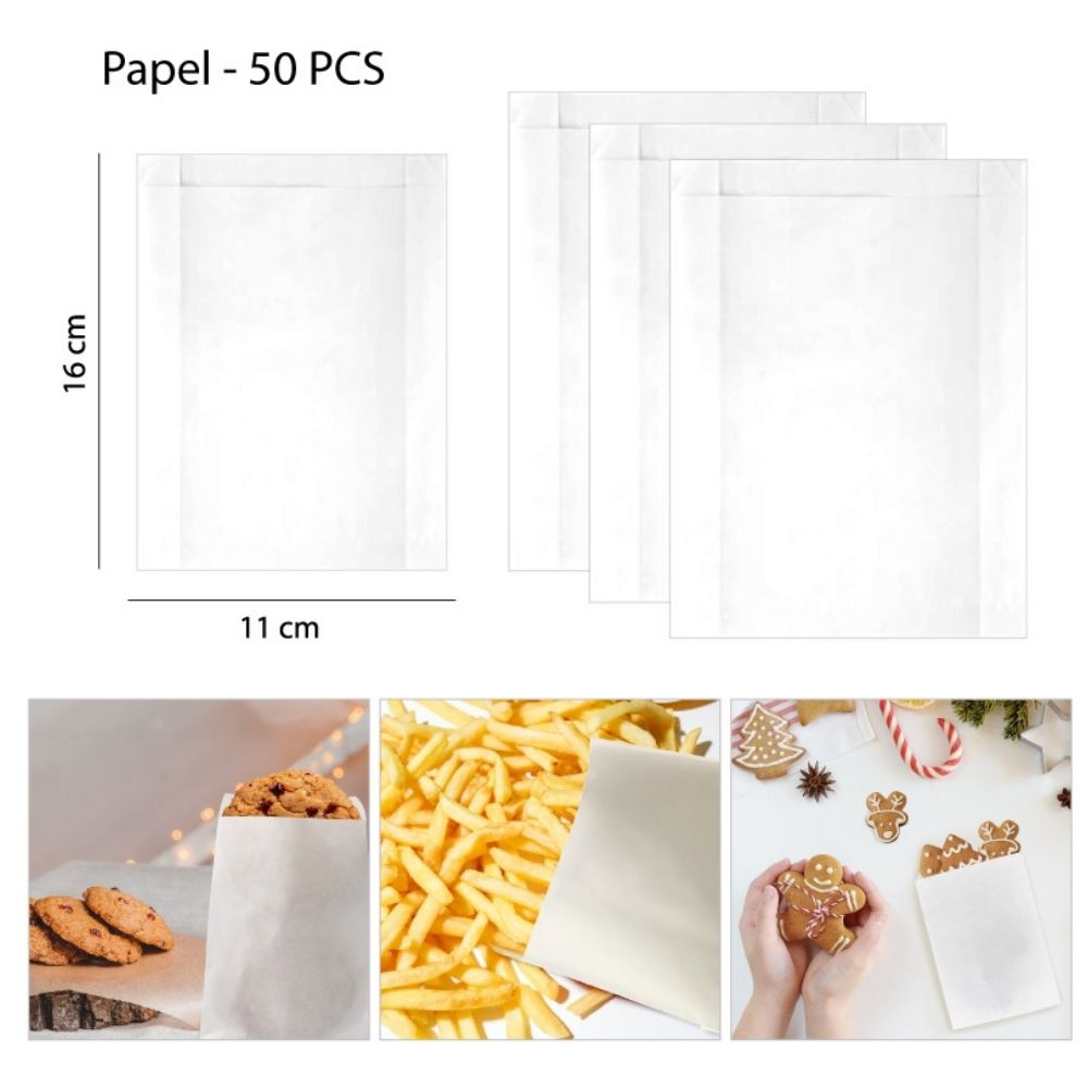 BOLSA DE PAPEL BLANCO PARA SNACKS 16x11cm