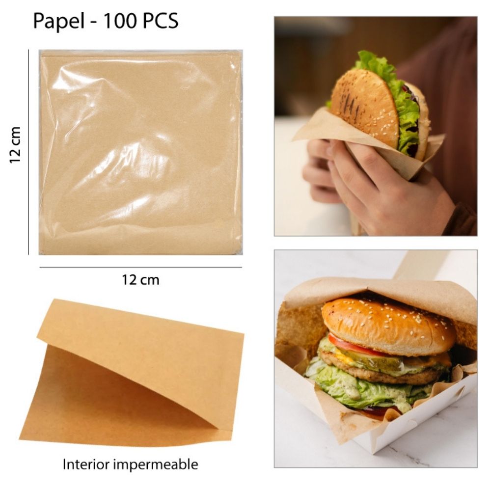 SOBRES DE PAPEL KRAFT PARA ALIMENTOS 12x12cm