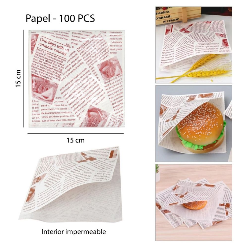 SOBRES DE PAPEL ESTAMPADO PARA ALIMENTOS 15x15cm