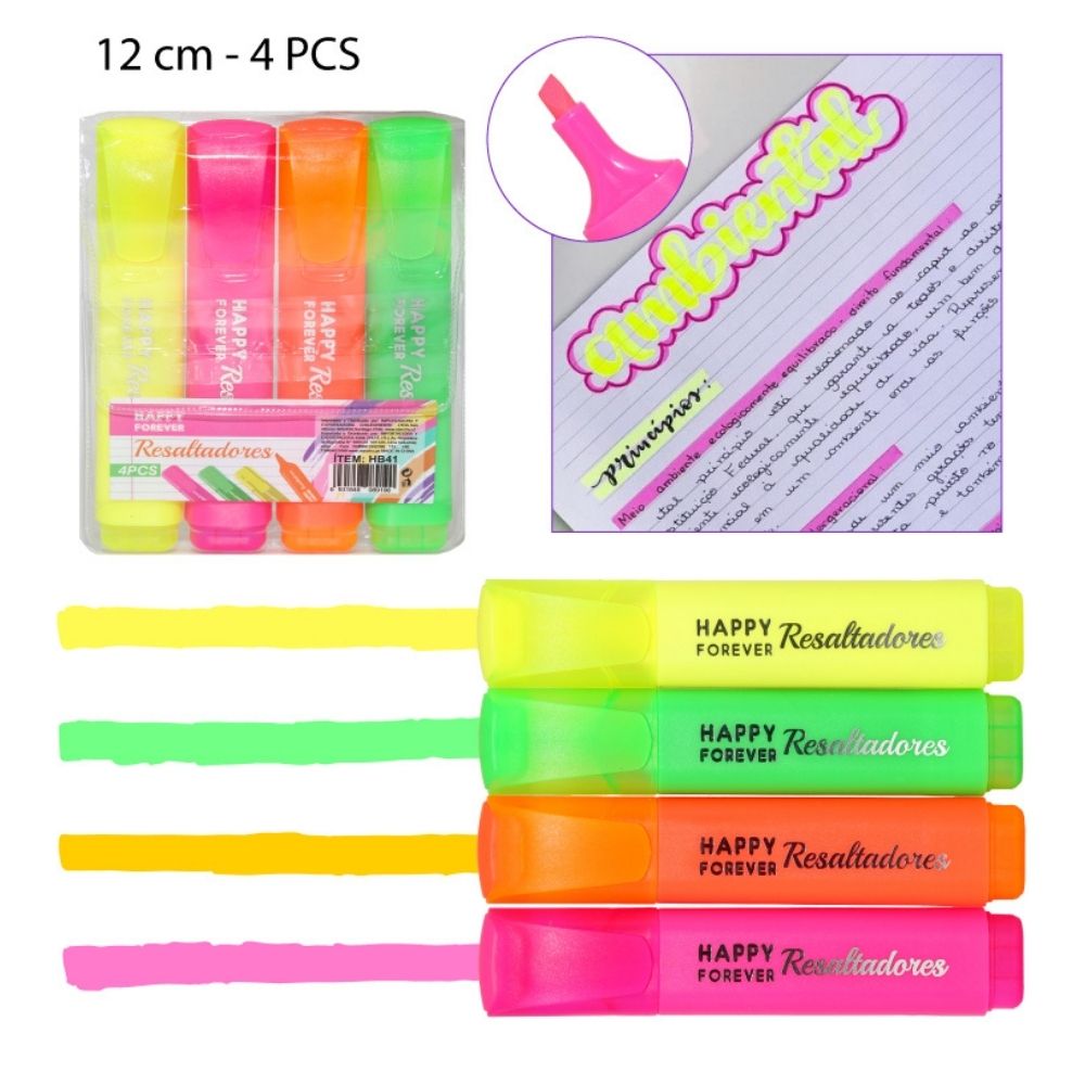 RESALTADORES FLUORESCENTES SET DE 4 PCS - 12CM