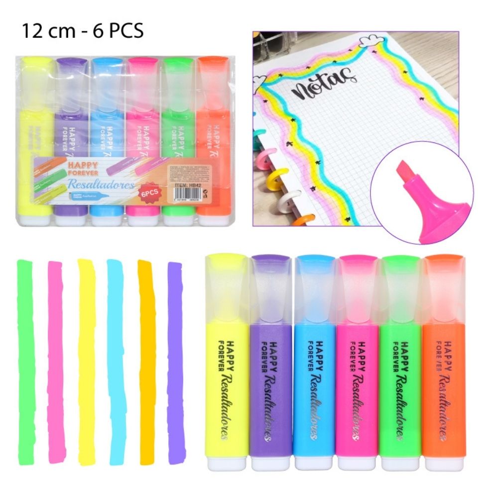 RESALTADORES FLUORESCENTES SET DE 6PCS -12CM