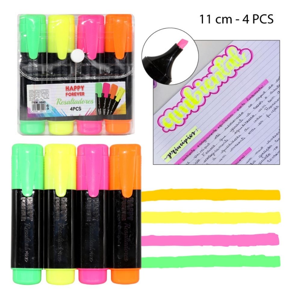 RESALTADORES FLUORESCENTES SET DE 4PCS -11CM