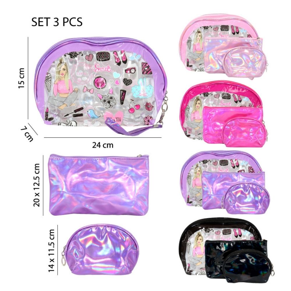 COSMETIQUEROS TRANSPARENTE set de 3