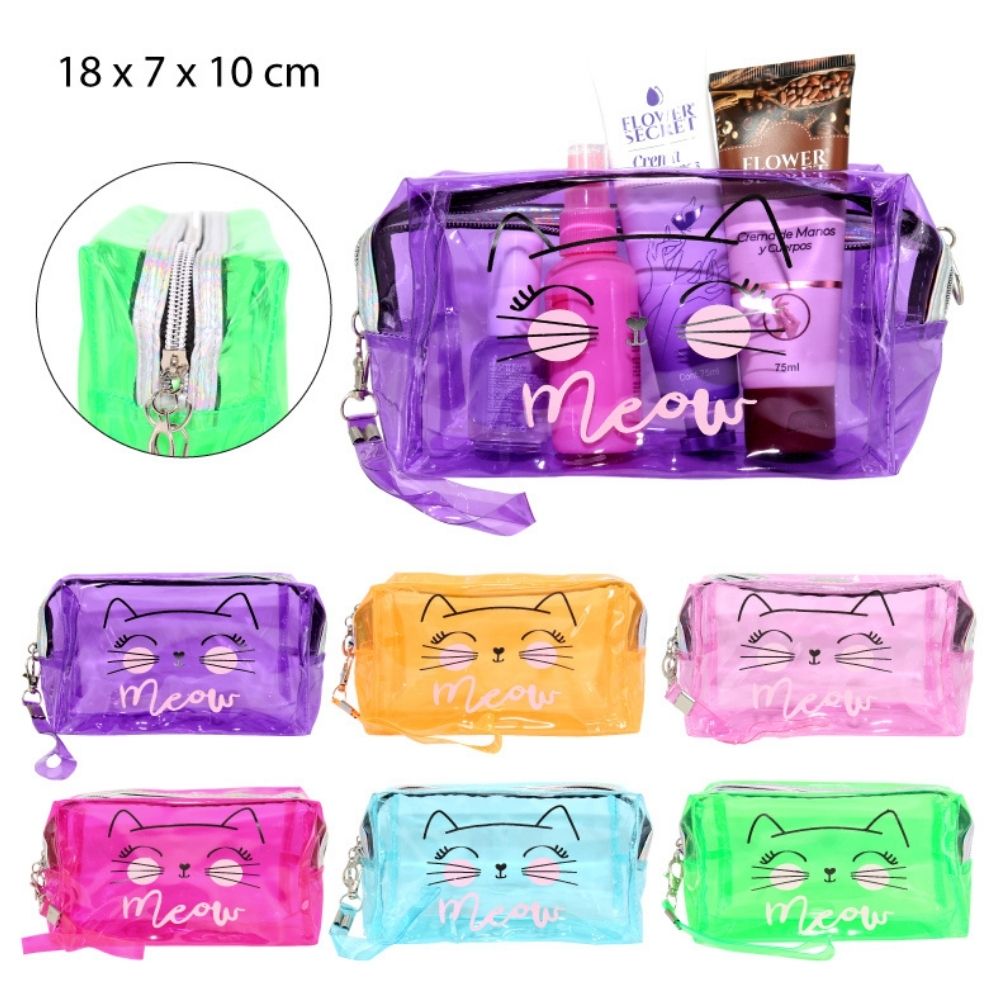 COSMETIQUEROS FLUORESCENTE “MEOW” 18x7x10cm