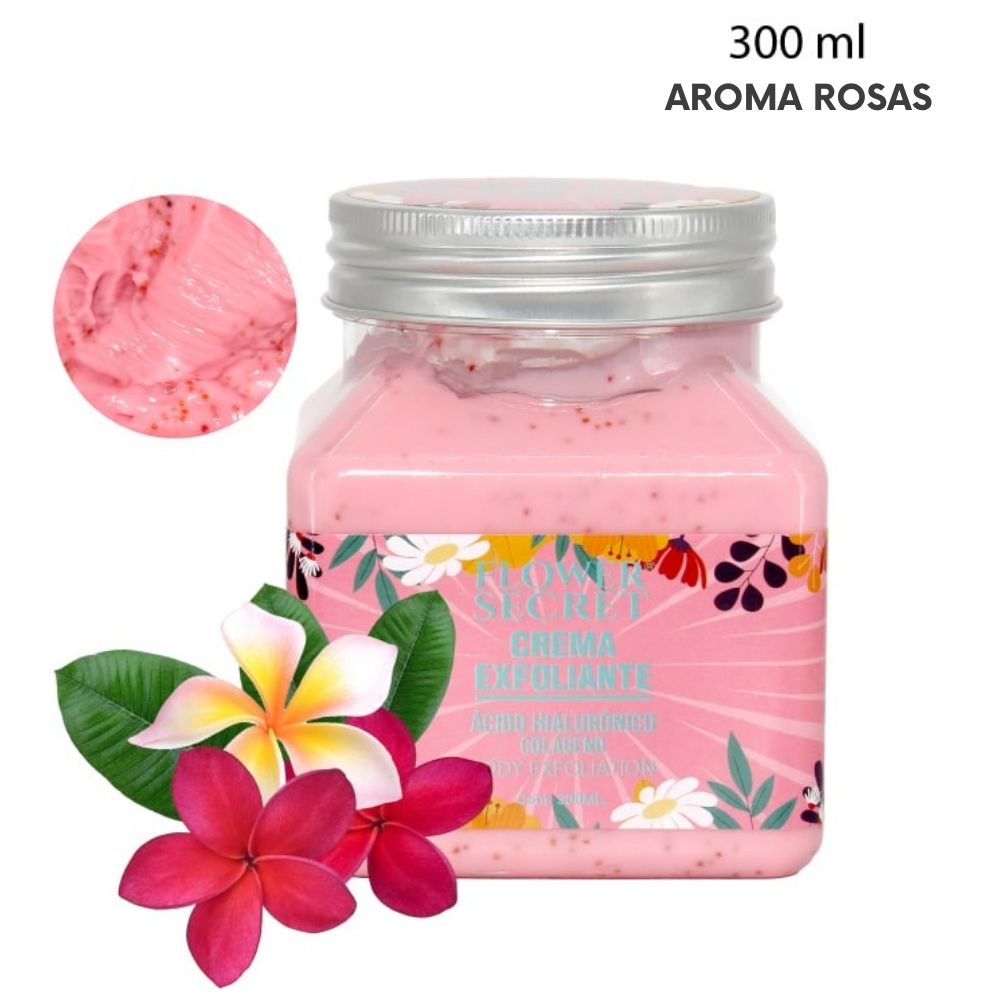 CREMA EXFOLIANTE CON ÁCIDO HIALURÓNICO AROMA ROSAS - 300ML