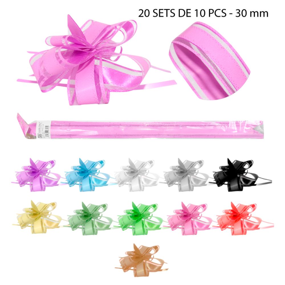 CINTAS PARA REGALO CON BORDE 20set de 10pcs - 30mm