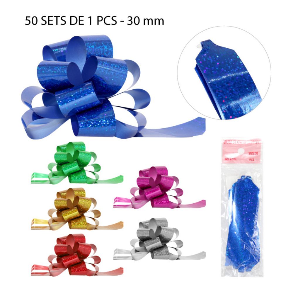 CINTAS PARA REGALO CON DESTELLOS 50set de 1pcs - 30mm
